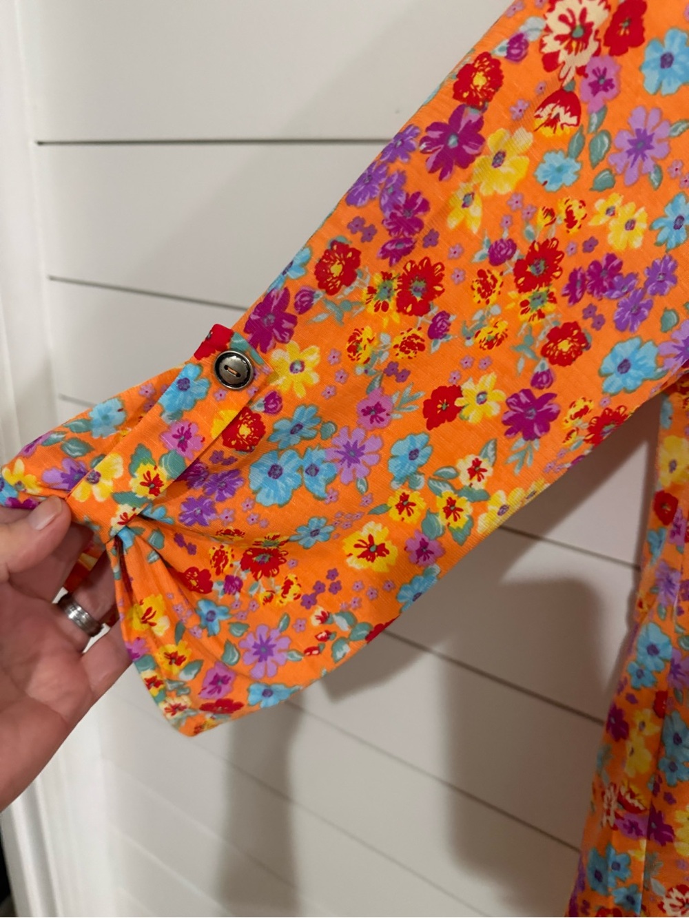 Dear Scarlett Orange Floral Tunic with Red, Blue and Purple Accents - Picture 2 of 4
